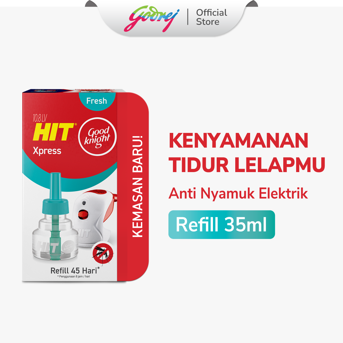Hit Good Knight Xpress Refill Fresh 45 Hari - Refill Obat Nyamuk Elektrik - Bunuh Nyamuk Penyebab Demam Berdarah (DBD)