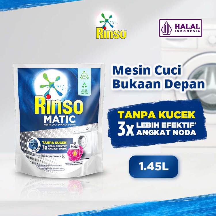 Rinso Detergent Cair Konsentrat Deterjen Matic Mesin Cuci Bukaan Depan 1.45L