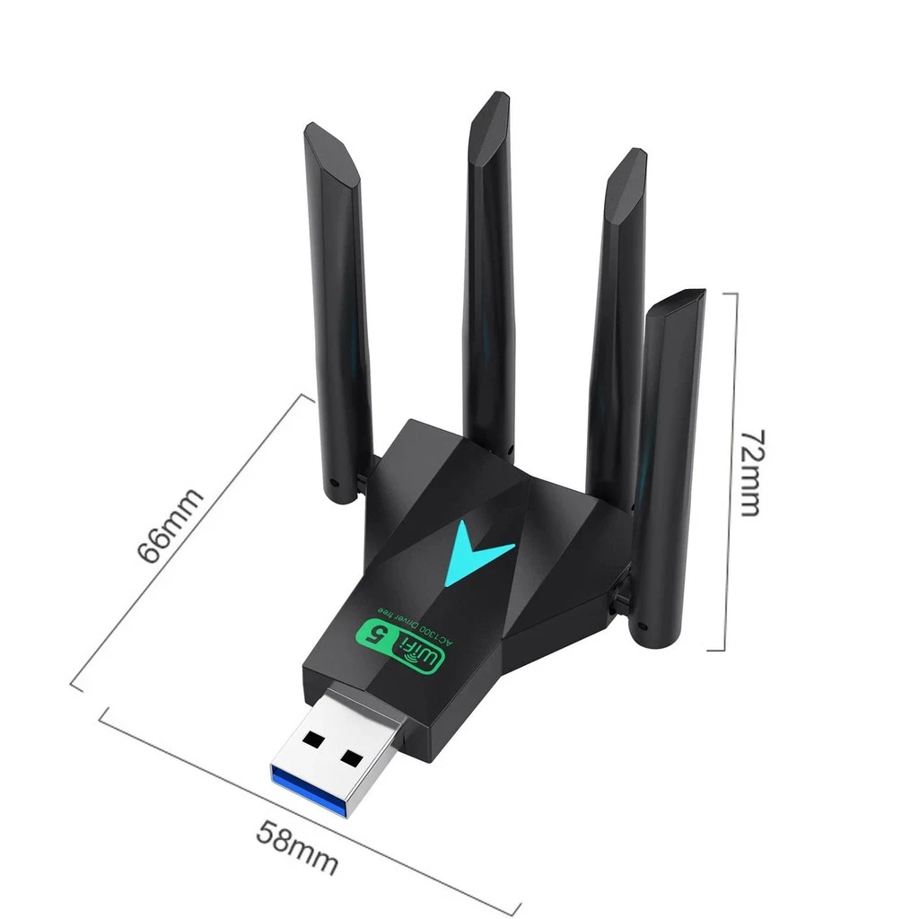 New Wireless USB WiFi Adapter 6500Mbps with 4 Antennas, Plug and Play ...