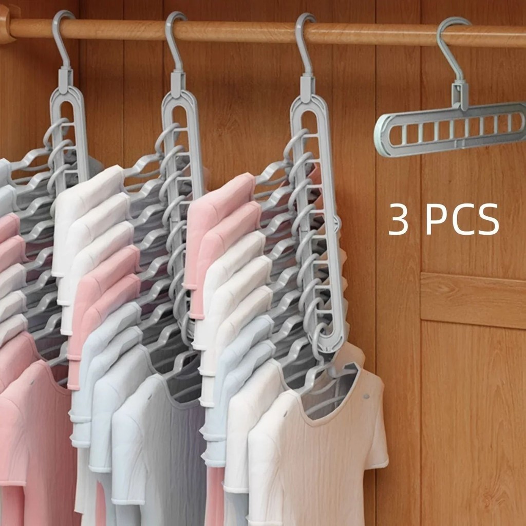 3pcs Hanging 9hole Hangers, Foldable Heavy Duty Clothes Drying Rack