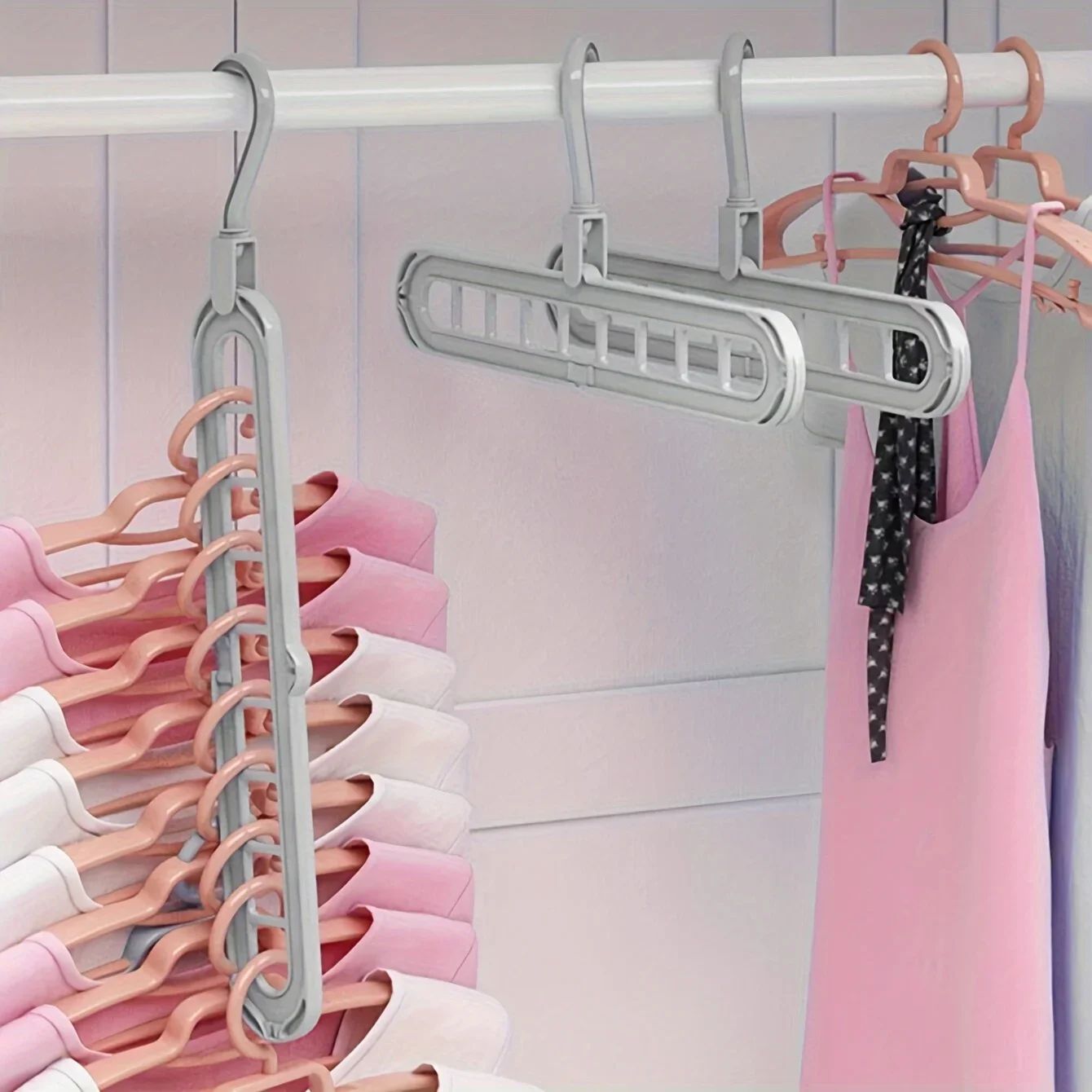 3pcs Hanging 9hole Hangers, Foldable Heavy Duty Clothes Drying Rack