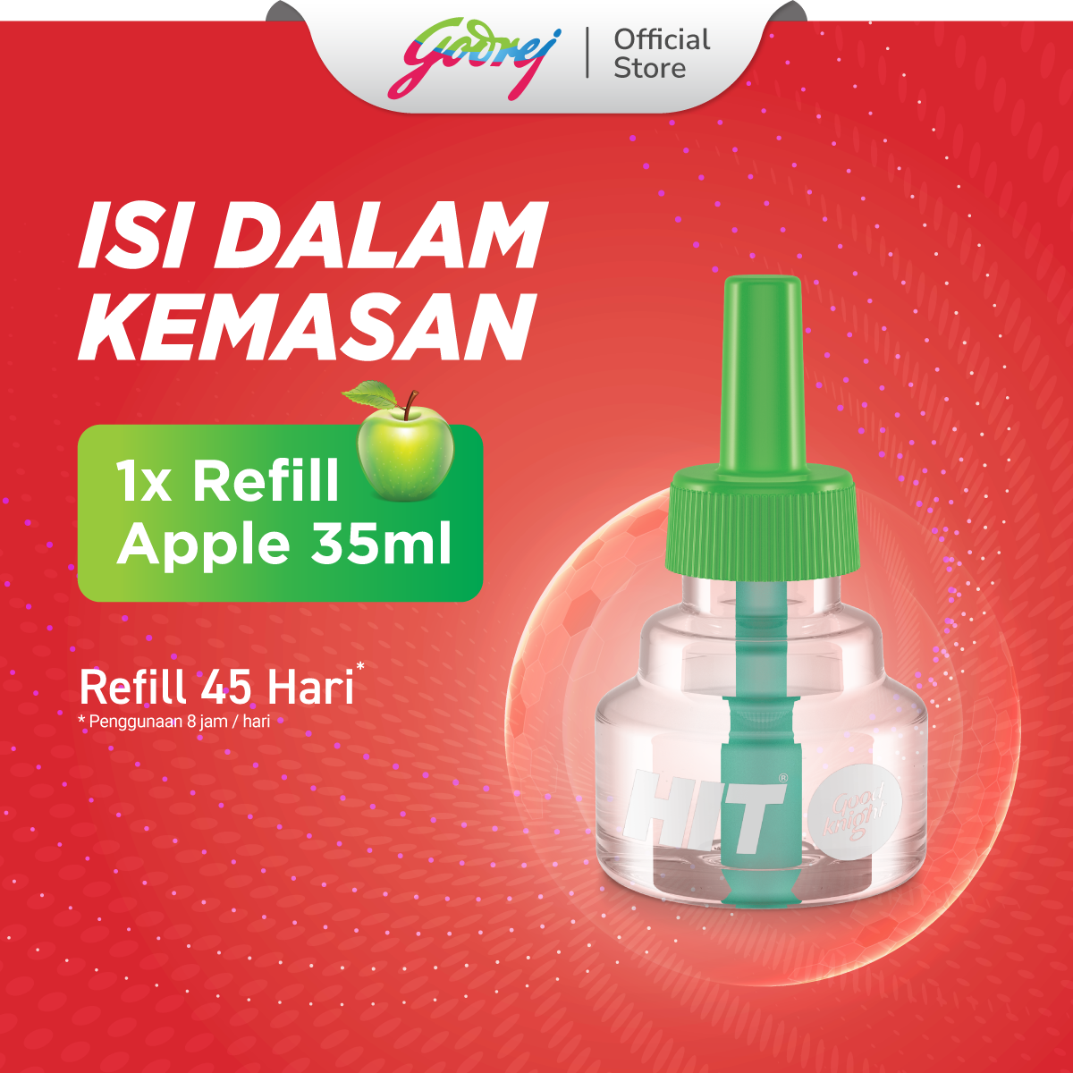 Hit Good Knight Refill Apple Multipack - Refill Obat Nyamuk Elektrik - Bunuh Nyamuk Penyebab Demam Berdarah (DBD) - Gambar 4