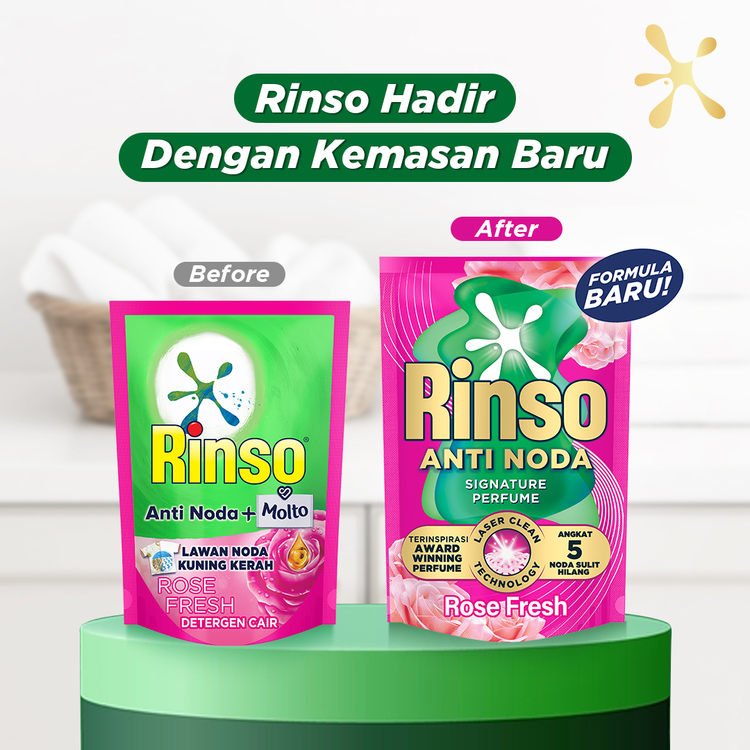 [Jumbo Lebih Murah] Rinso Baru Detergen Cair Varian Rose Fresh 1.5kg - Gambar 2
