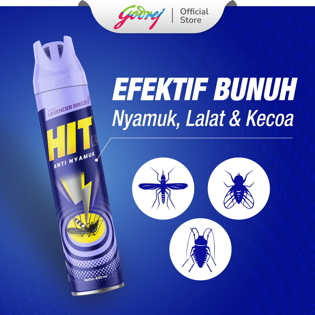 HIT Aerosol Lavender 400ml - Obat Nyamuk - Bunuh Nyamuk Penyebab Demam Berdarah (DBD) - Gambar 4