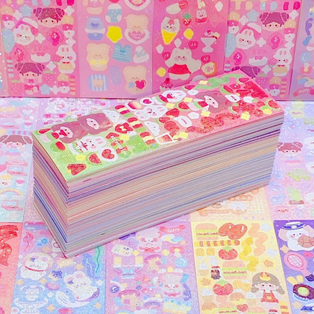 50/200 Pcs kawaii Cartoon Stickers Cute Shiny Stickers DIY Decorative
