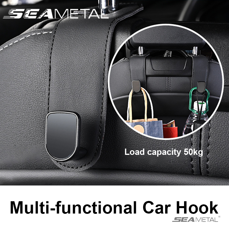 SEAMETAL Car Hook Seat Headrest Leather Metal Hidden Storage Hanger for ...