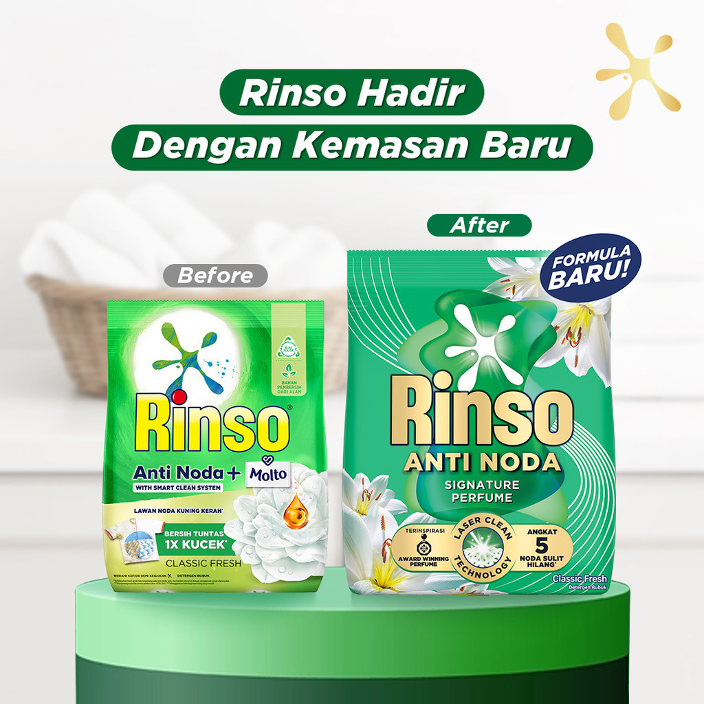 [Lebih Hemat 25%] Rinso Baru Detergen Bubuk Varian Classic Fresh 1440g - Gambar 2