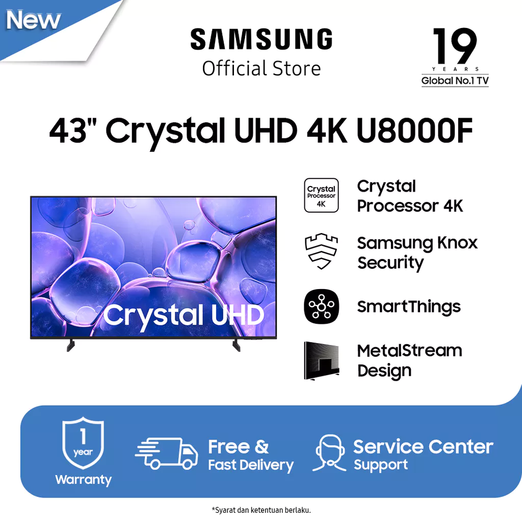 Samsung 43" Crystal UHD 4K U8000F Smart TV