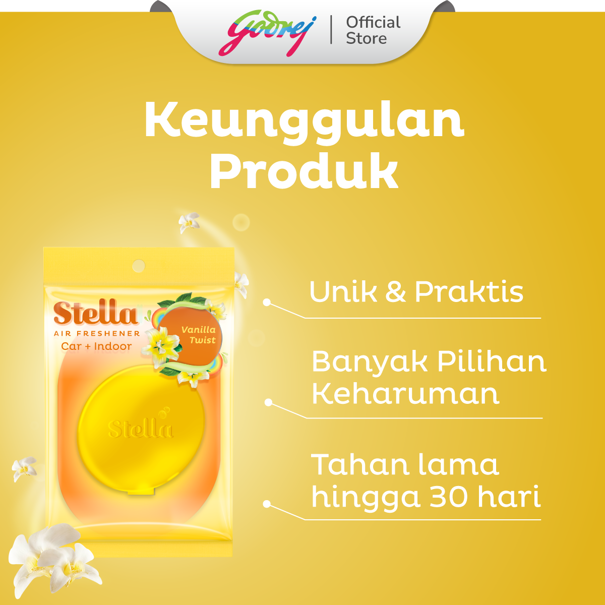 Stella Daily Freshness Car Golden Vanilla 7ml - Pengharum Mobil - Gambar 3