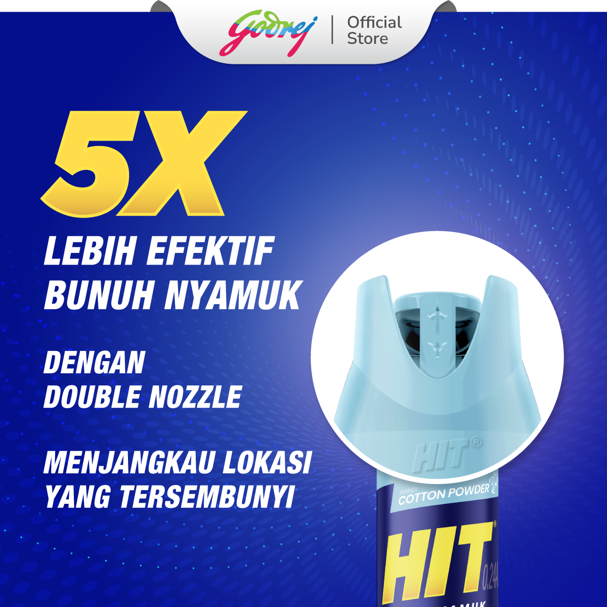 HIT Aerosol 750ml Cotton Powder - Obat Nyamuk - Bunuh Nyamuk Penyebab Demam Berdarah (DBD) / 750 ml - Gambar 2