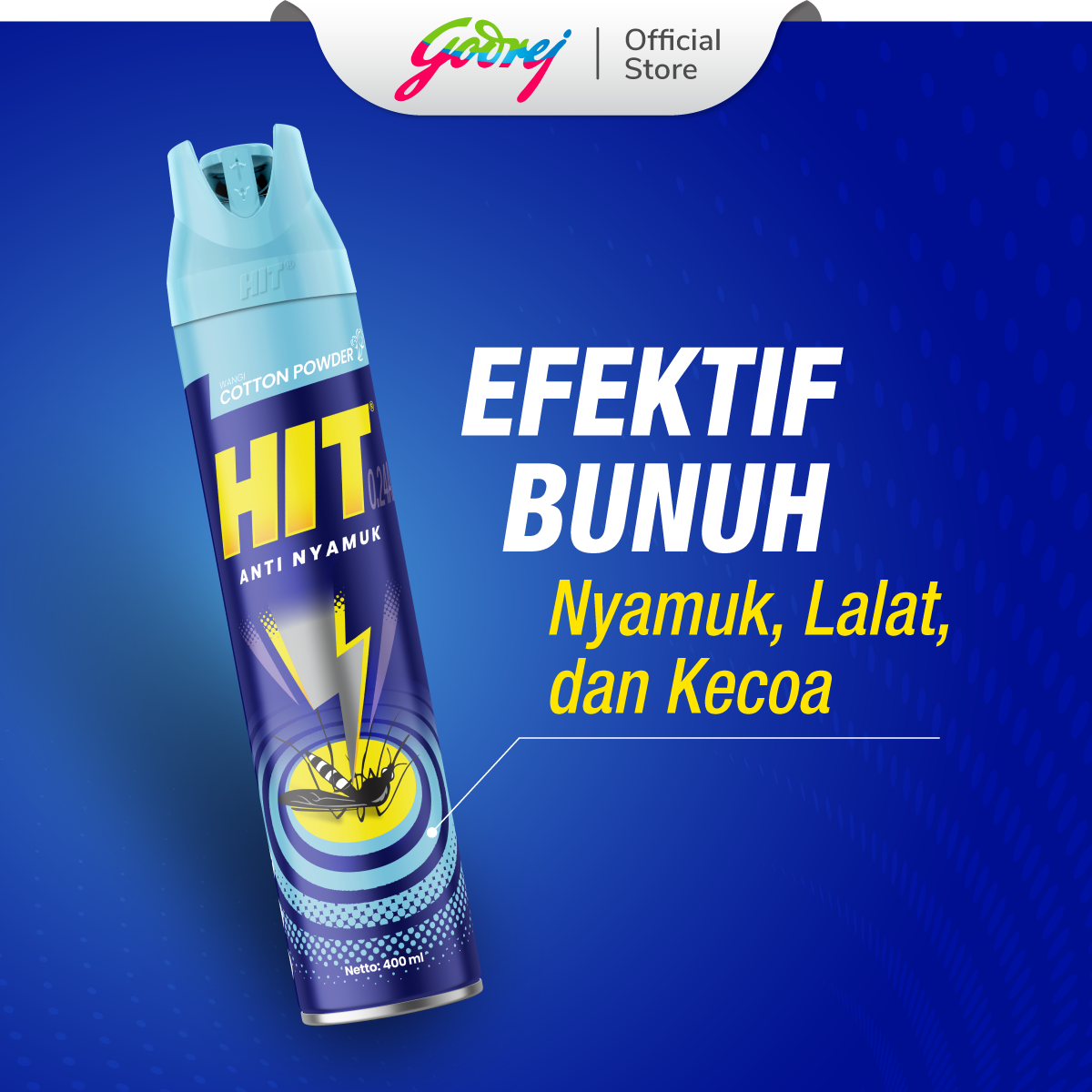 HIT Aerosol 750ml Cotton Powder - Obat Nyamuk - Bunuh Nyamuk Penyebab Demam Berdarah (DBD) / 750 ml - Gambar 3