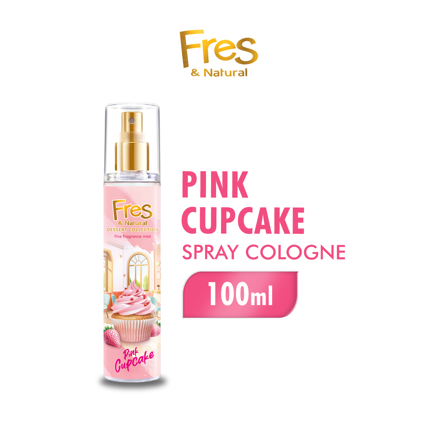 Fres & Natural Spray Cologne Dessert Pink Cupcake Botol 100 ml - Gambar 2