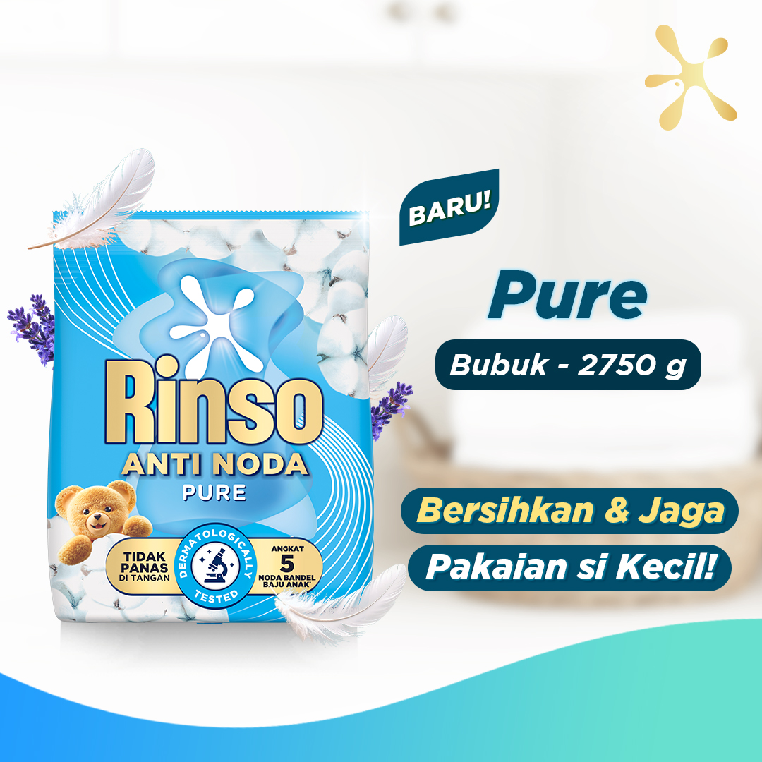 [Lebih Besar, Lebih Hemat] Rinso Baru Detergen Bubuk Varian Pure 2.75kg