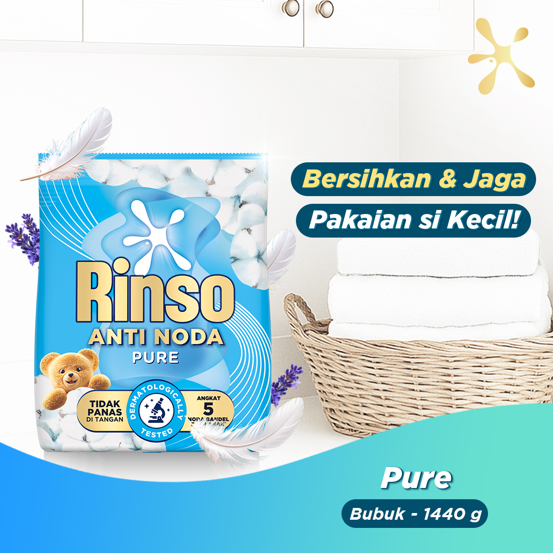 [Lebih Hemat 25%] Rinso Baru Detergen Bubuk Varian Pure 1440g