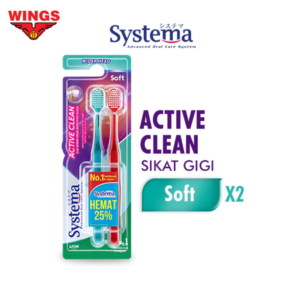 Systema Sikat Gigi Active Clean Soft Pack Isi 2 Pcs - Gambar 2