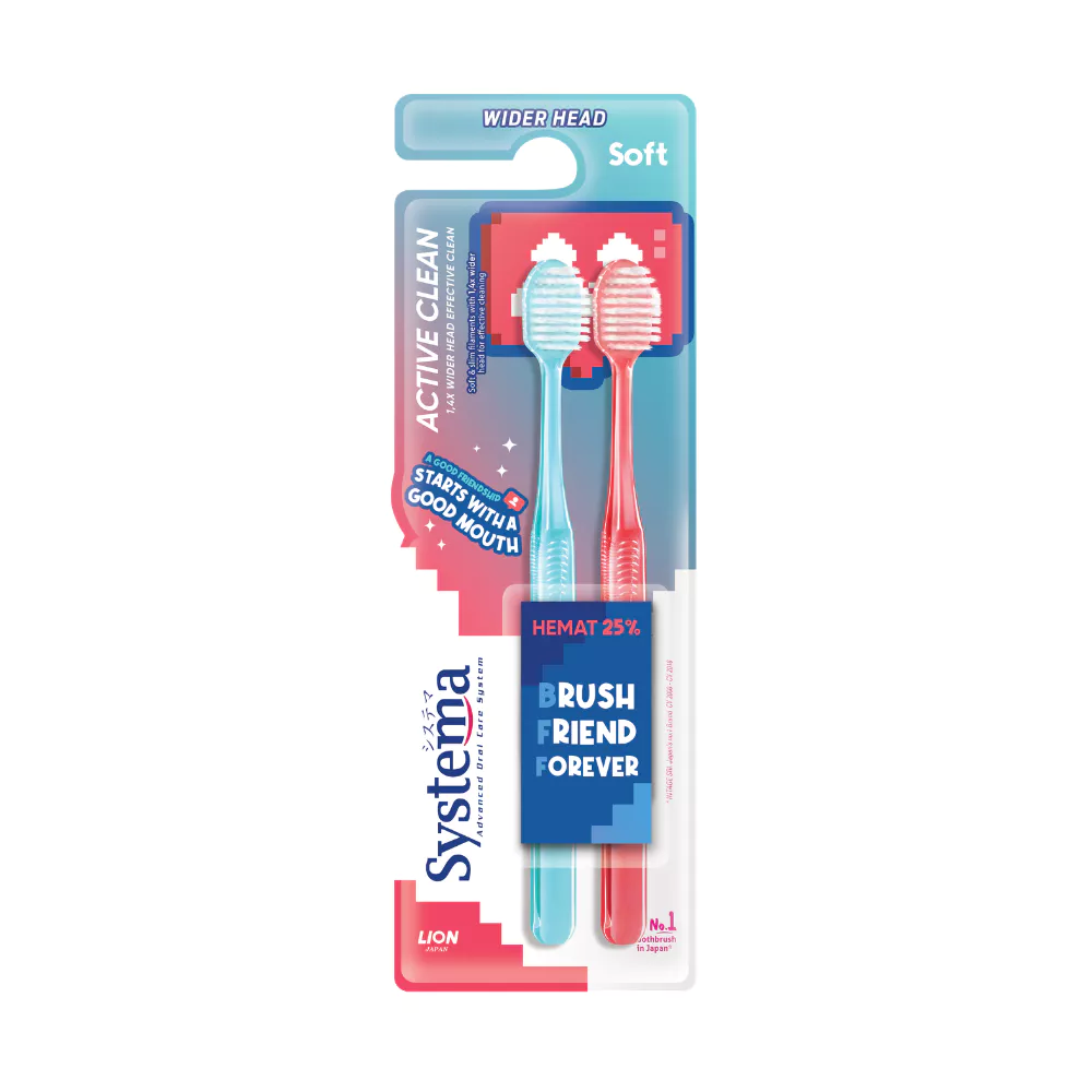 Systema Sikat Gigi Active Clean Soft Pack Isi 2 Pcs - Gambar 4