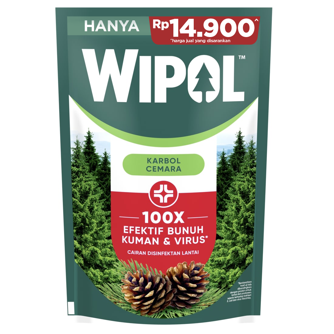 Wipol Pembersih Lantai Cairan Disinfektan Teruji Dermatologis Karbol Cemara 720g