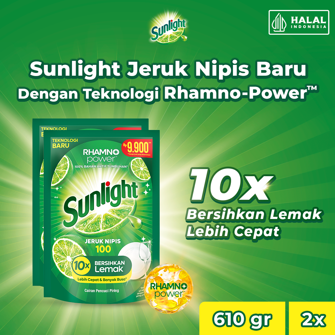 [BELI 2 LEBIH HEMAT] Sunlight Sabun Cuci Piring Jeruk Nipis 2x610g