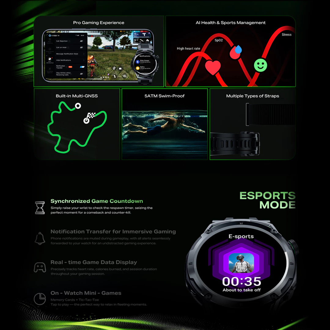 Infinix GT Watch 5 Pro - XW5GT - 1.43" - AMOLED HD - 460mAh - GNSS Chip -Support Clear BT Calling - AI Health & Sports - IP68 - Gambar 2