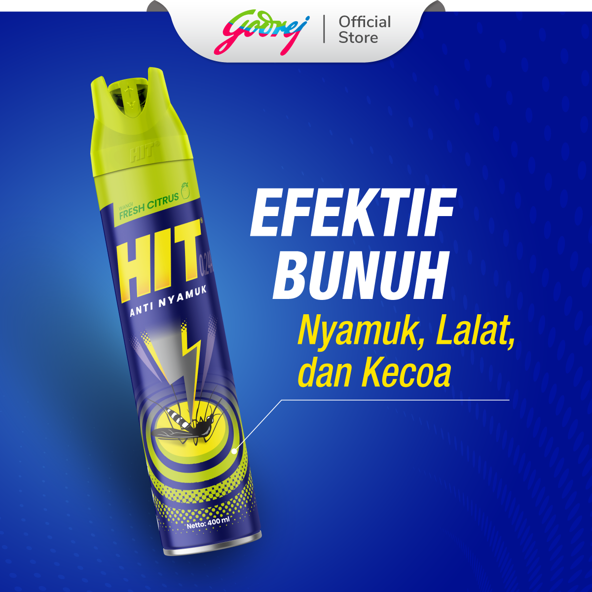 Hit Aerosol Expert Fresh Citrus 400ml - Obat Nyamuk - Bunuh Nyamuk Penyebab Demam Berdarah (DBD) - Gambar 3
