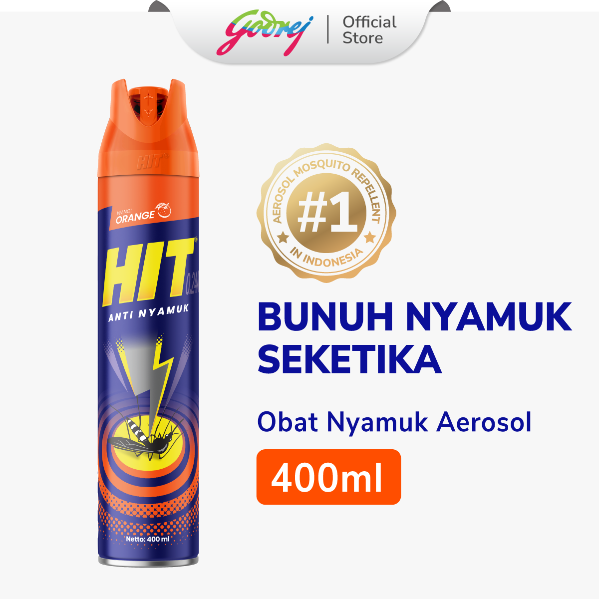 Hit Aerosol Orange 400ml - Obat Nyamuk - Bunuh Nyamuk Penyebab Demam Berdarah (DBD)
