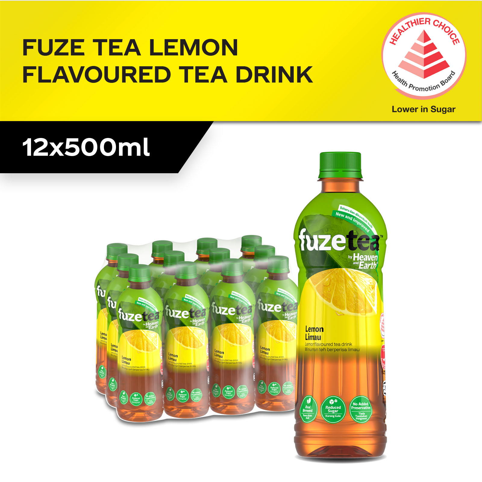 [1 Carton] Fuze Tea Lemon Flavoured Tea Drink (12 x 500ml) | Shopee ...