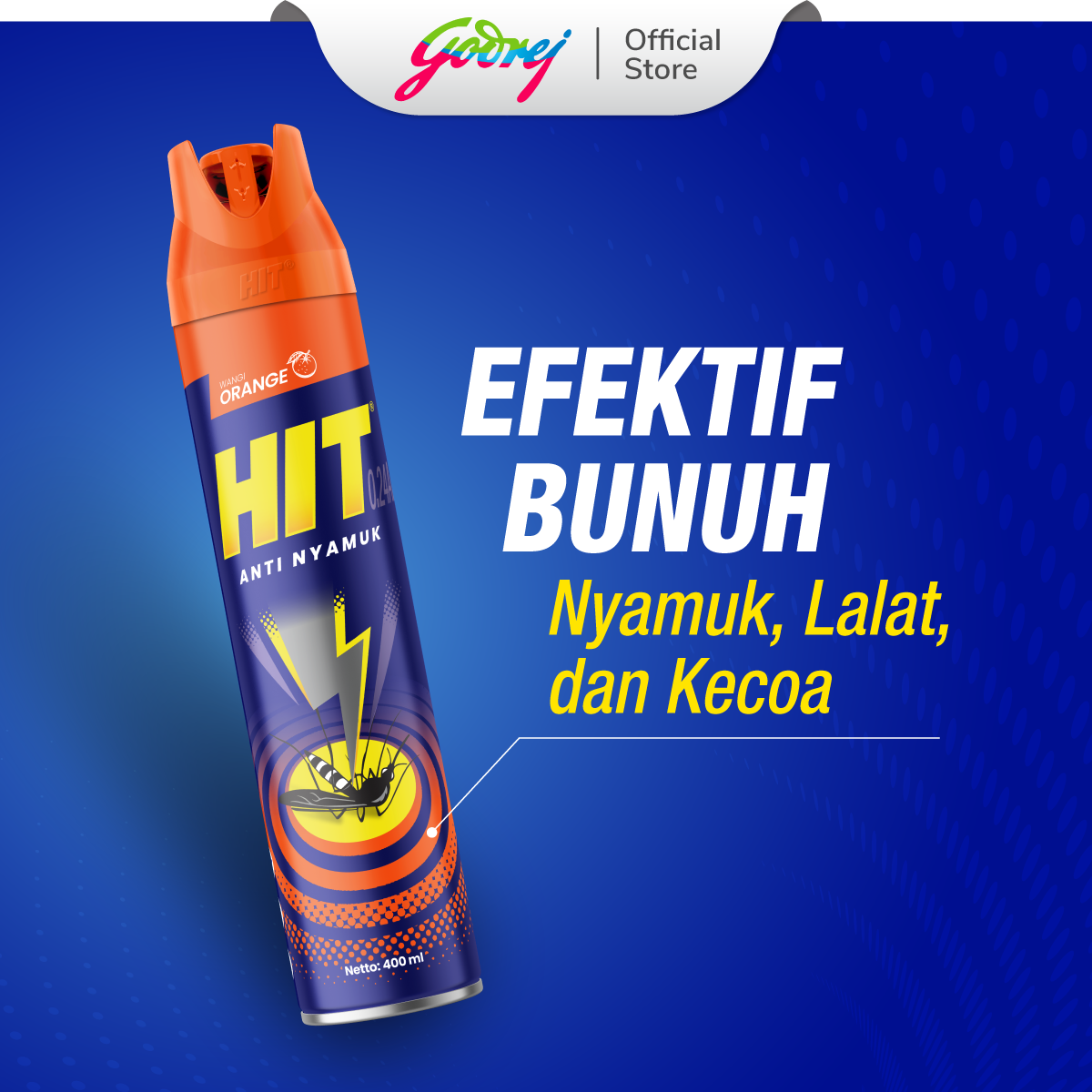 Hit Aerosol Orange 400ml - Obat Nyamuk - Bunuh Nyamuk Penyebab Demam Berdarah (DBD) - Gambar 3