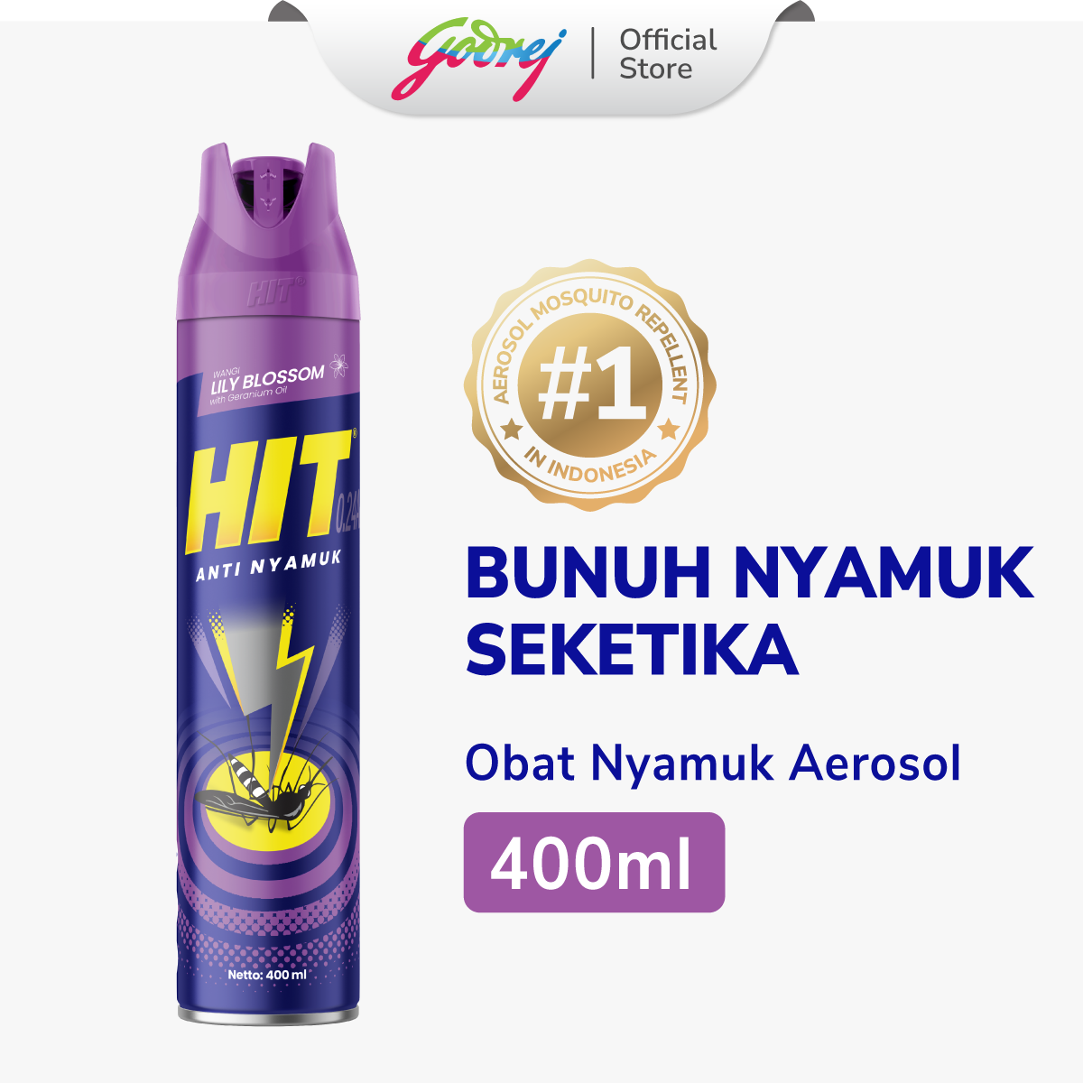 Hit Aerosol Lily Blossom 400 ml - Obat Nyamuk - Bunuh Nyamuk Penyebab Demam Berdarah (DBD)
