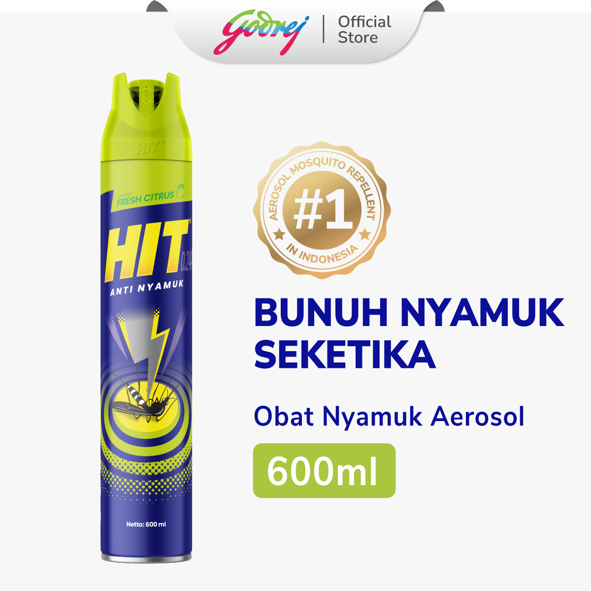 Hit Aerosol Fresh Citrus 600ml - Obat Nyamuk - Bunuh Nyamuk Penyebab Demam Berdarah (DBD)