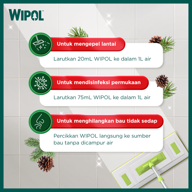 Wipol Pembersih Lantai Cairan Disinfektan Teruji Dermatologis Karbol Cemara 1400 g - Gambar 2