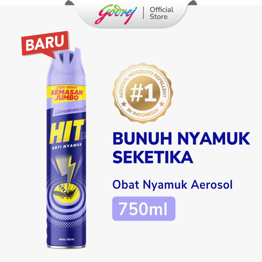 HIT Aerosol 750ml Lavender Breeze - Obat Nyamuk - Bunuh Nyamuk Penyebab Demam Berdarah (DBD) / 750 ml