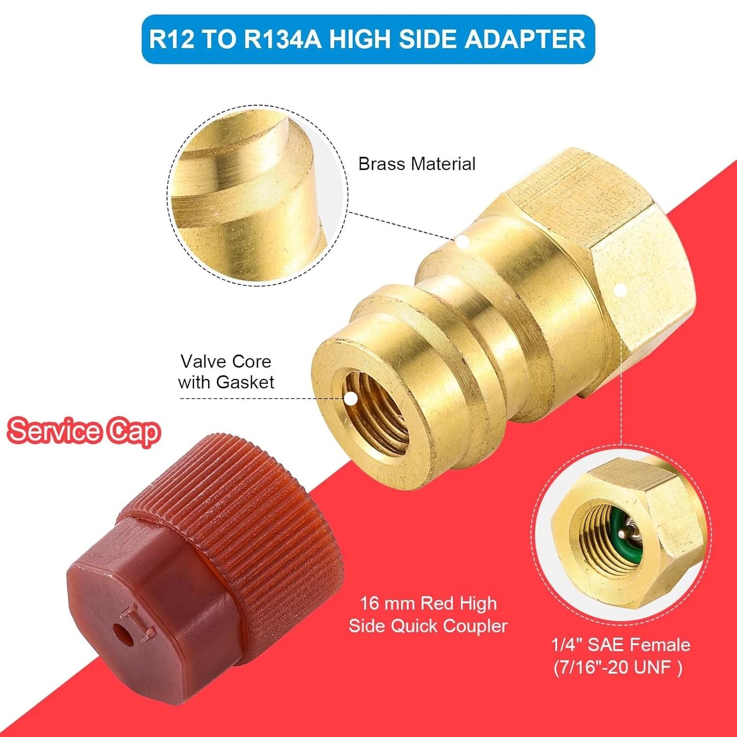 R12 to R134a Retrofit Adapter Kit, AC Conversion Set, High/Low Pressure ...