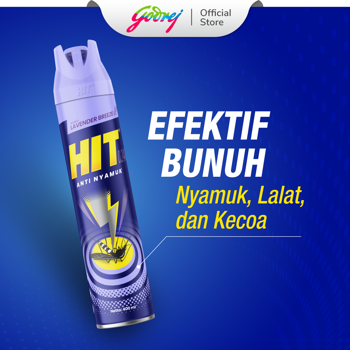 HIT Aerosol 750ml Lavender Breeze - Obat Nyamuk - Bunuh Nyamuk Penyebab Demam Berdarah (DBD) / 750 ml - Gambar 3