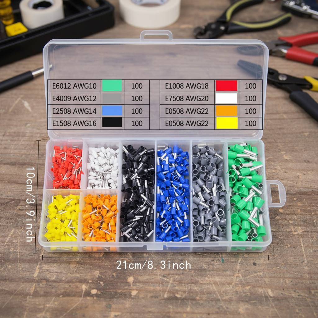 800PCS VE Tubular Crimp Terminal Box Electrical Tube Connector Cord End ...