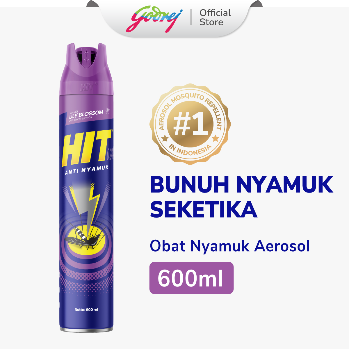 Hit Aerosol Lily Blossom 600ml - Obat Nyamuk - Bunuh Nyamuk Penyebab Demam Berdarah (DBD)
