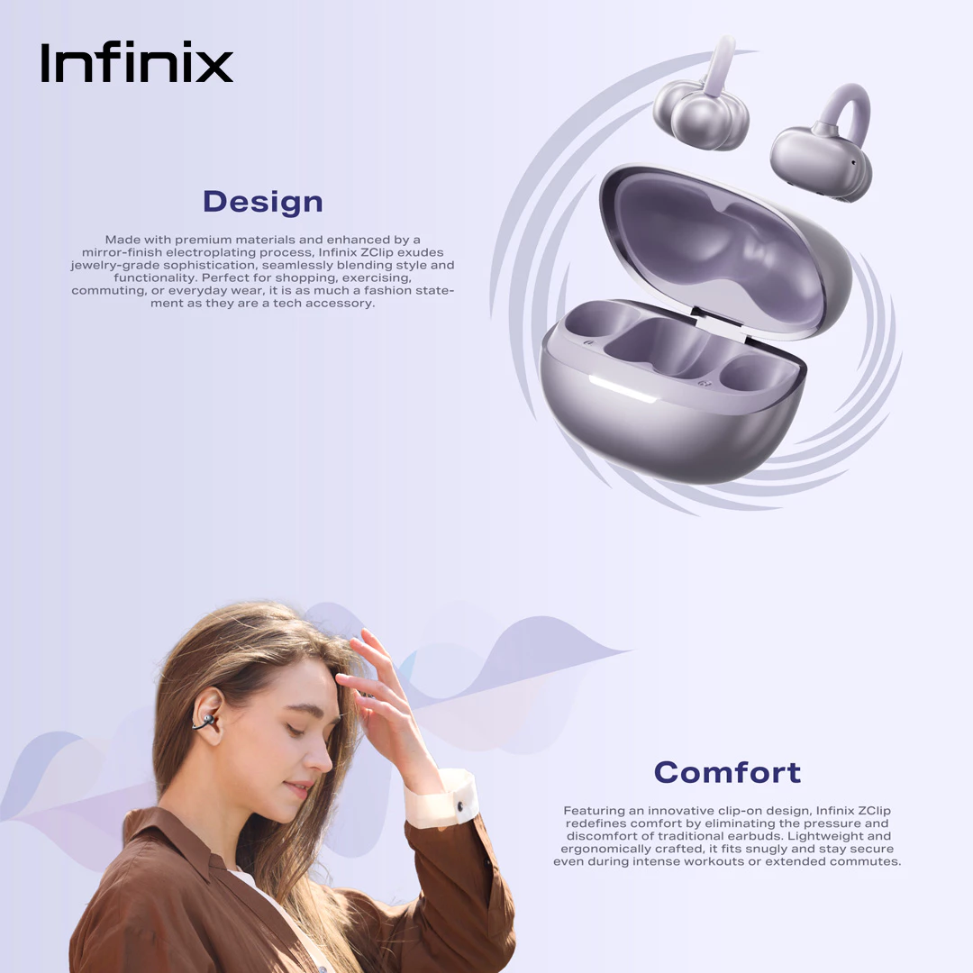 Infinix TWS XE04 - ZCLIP - 23 Hour Music Play Time - 300 mAh - Open Ear Immersion - IP54 - Gambar 3