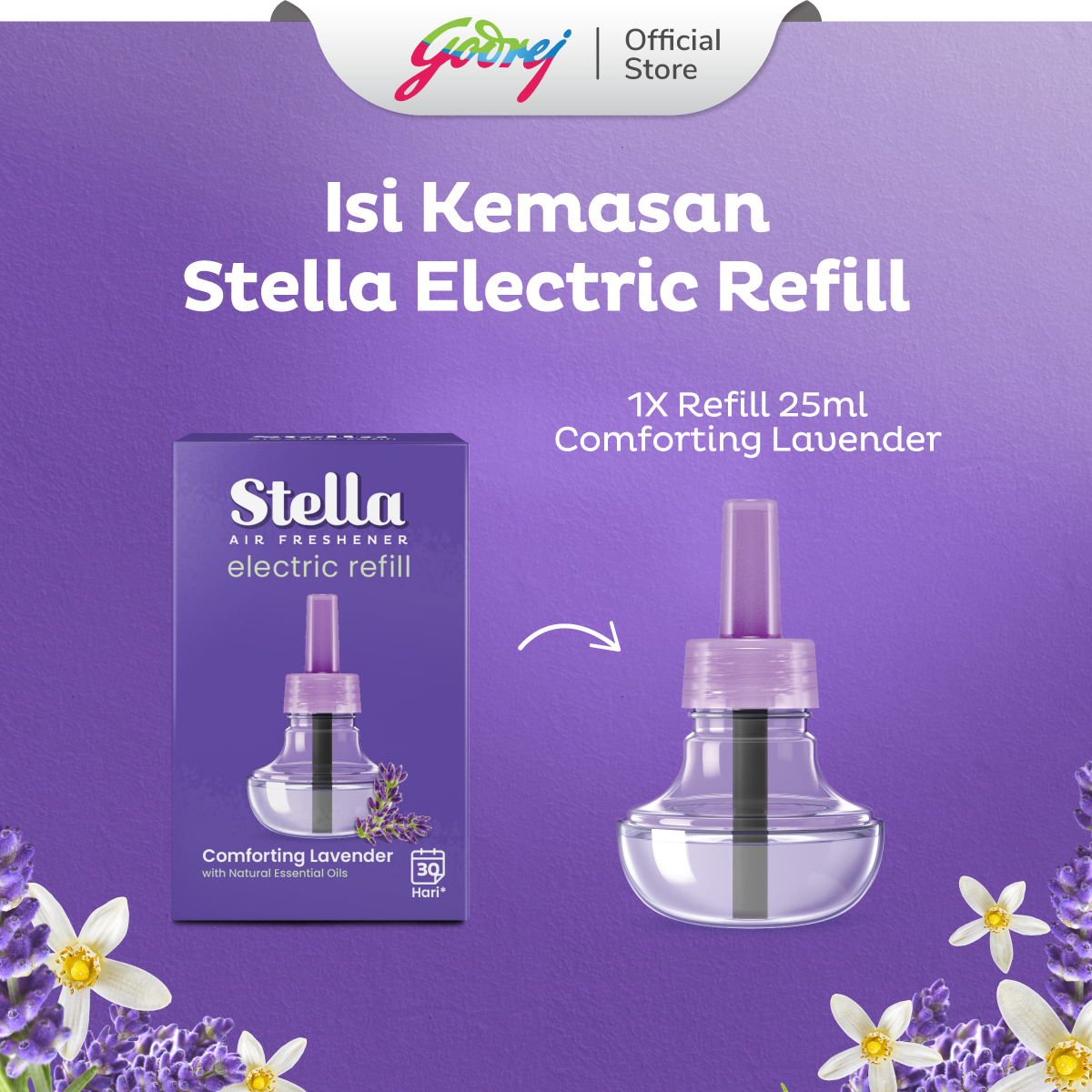 Stella Air Freshener Electric Refill Comforting Lavender - Pengharum Pewangi Ruangan Elektrik - Gambar 3