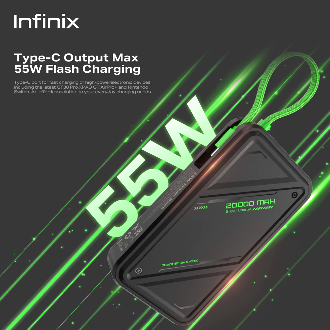 Infinix GTPower - XP 20 GT - 20000mAh - 55W Max Charging - Upgraded AI-Powered Battery Management - Type C - Gambar 3