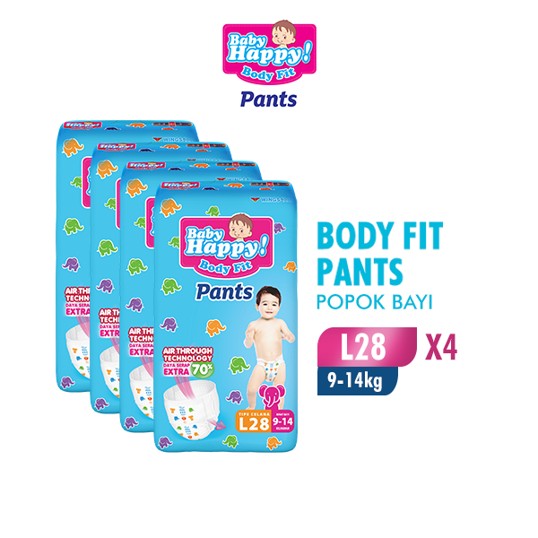 Baby Happy Pants Popok Bayi Celana L 28 isi 4 (kardus) - Gambar 2