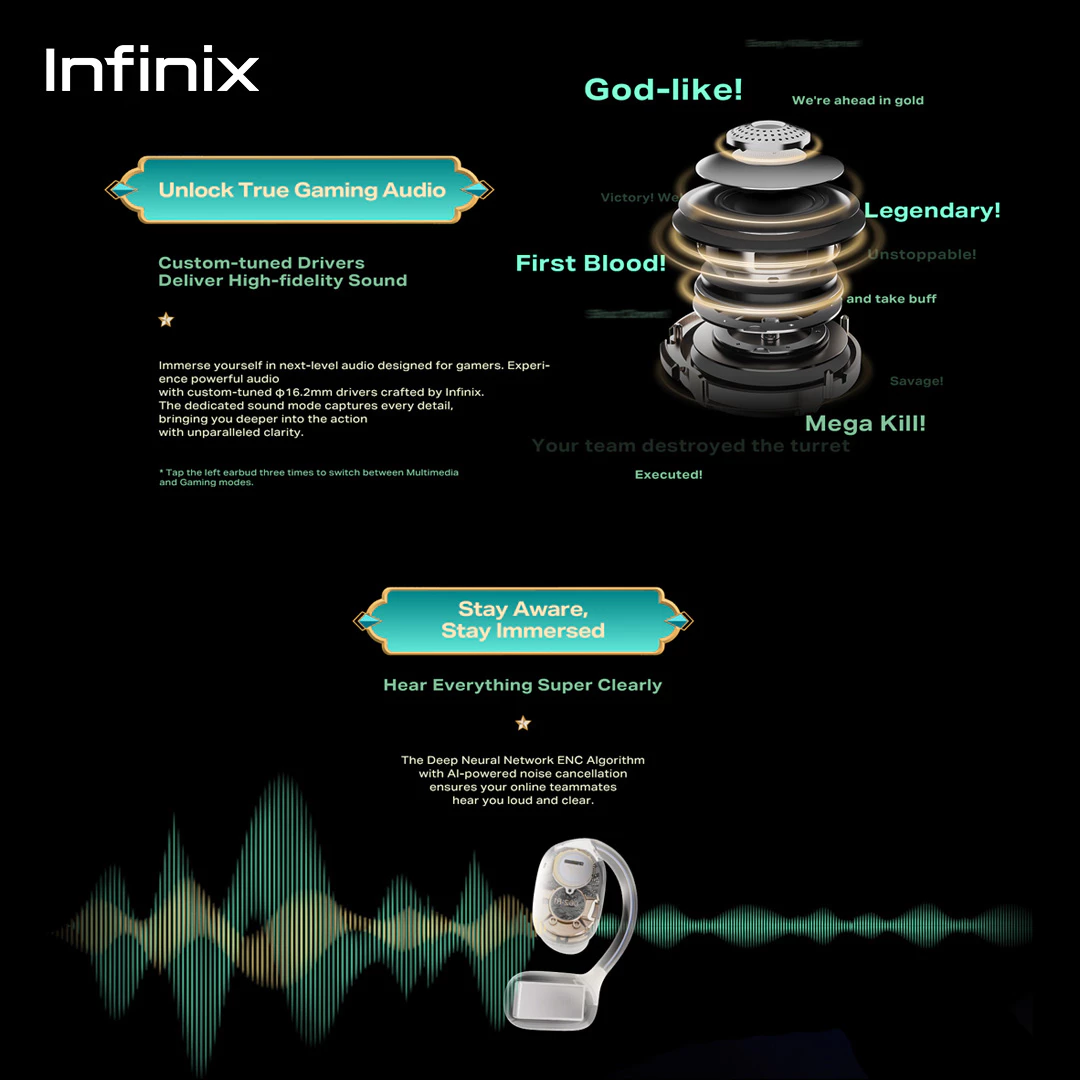 Infinix Zloop 3 - 30 Hours Playtime - Premium Sound Quality - AI Noise-Canceling Mic - Gambar 4