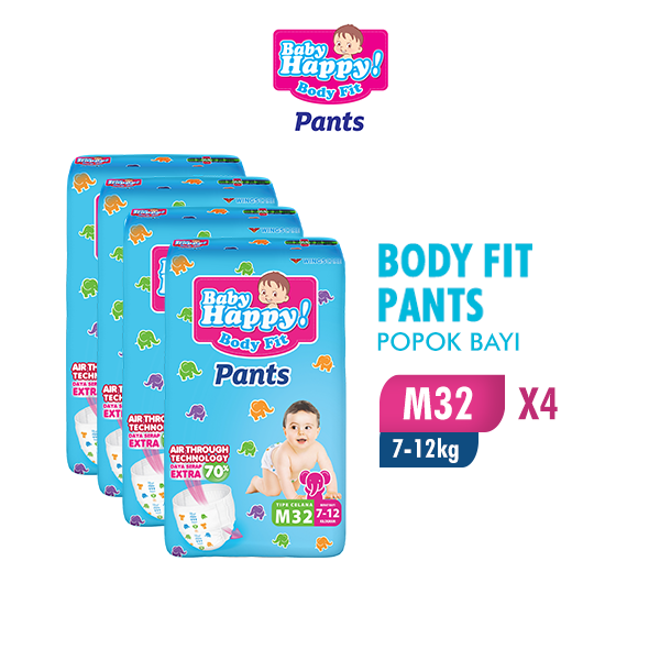 Baby Happy Pants Popok Bayi Celana M 32 isi 4 (kardus) - Gambar 2