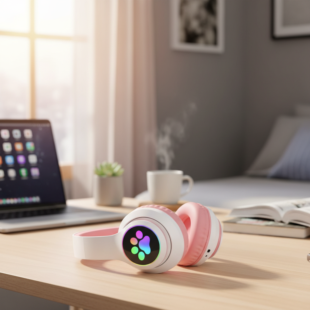 STN28 LED Cat Ear Headset Wireless Bluetooth Gaming Headphones with ...