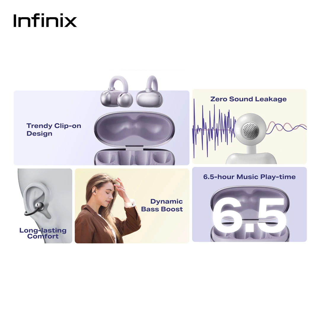 Infinix TWS XE04 - ZCLIP - 23 Hour Music Play Time - 300 mAh - Open Ear Immersion - IP54 - Gambar 2