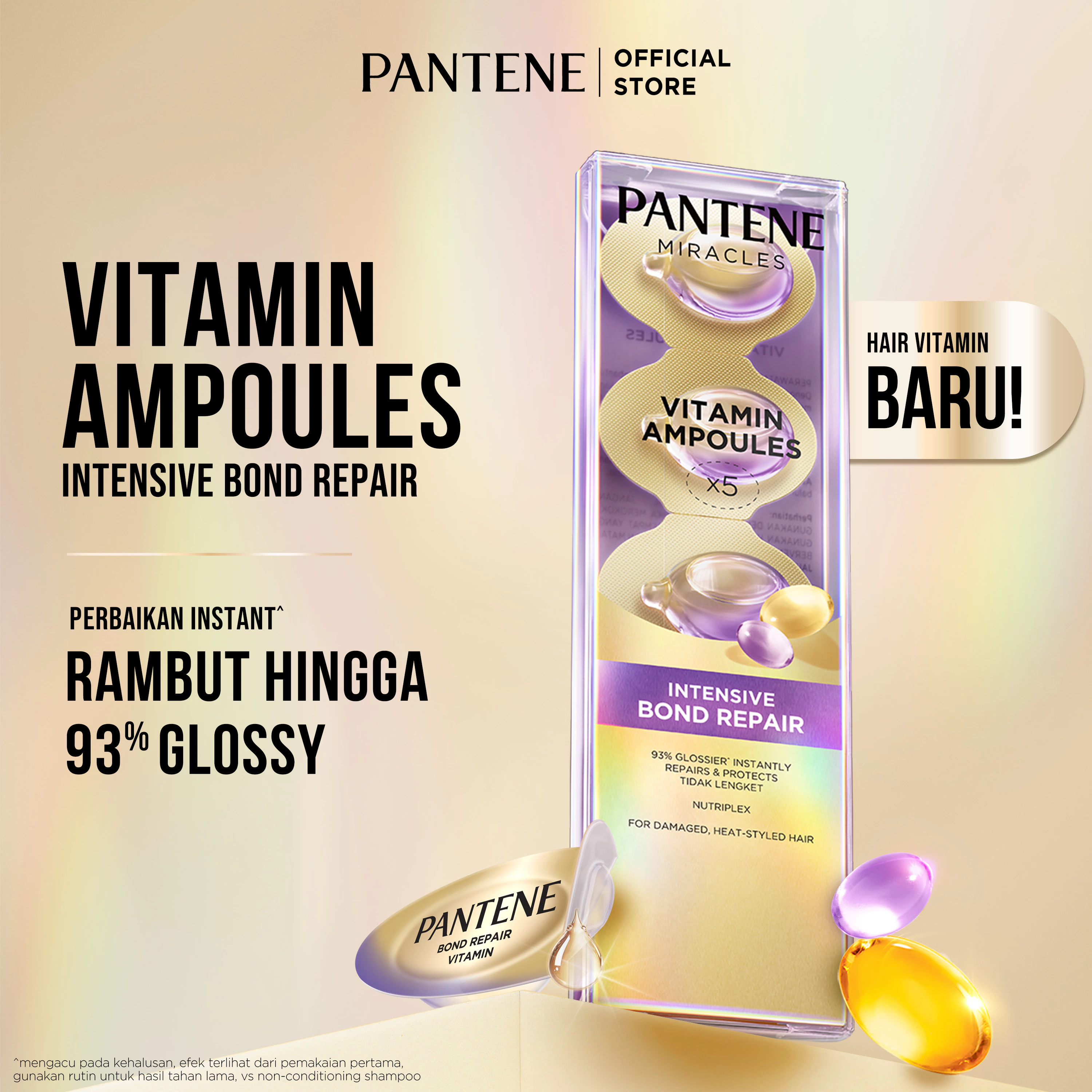 [BARU] PANTENE Miracles Vitamin Ampoules Intensive Bond Repair (0.7mlx5) / Melindungi & membantu memperbaiki rambut dari kerusakan.