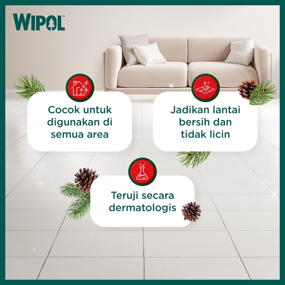 Wipol Pembersih Lantai Cairan Disinfektan Teruji Dermatologis Karbol Cemara 720g - Gambar 3