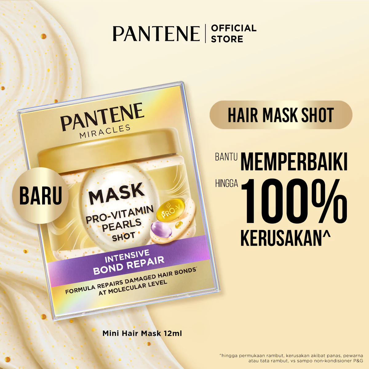 [BARU] PANTENE Miracles Intensive Mask Shot 12ML x1 / Perbaikan Intensif untuk Rambut Rusak dan Kering