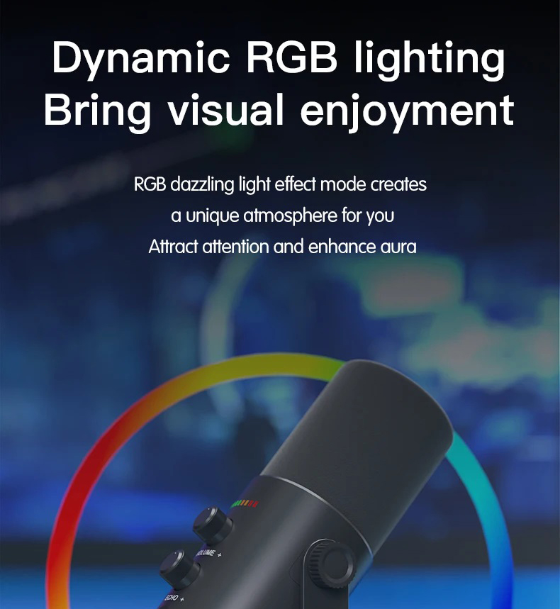 USB Podcast Microphone YU7 RGB Gaming Recording Mic Mute Echo | Shopee ...