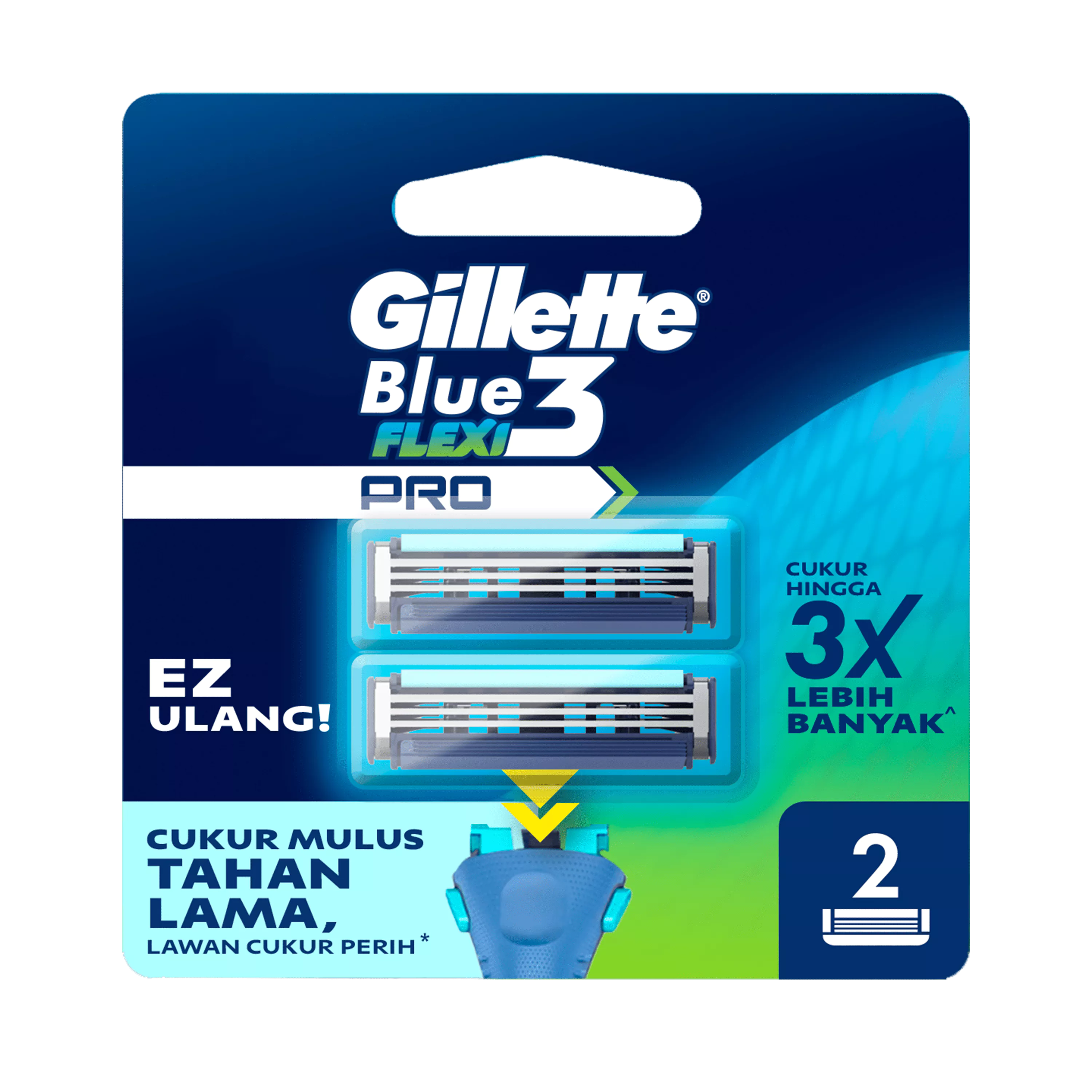 Gillette Blue 3 Flexi Pro Alat Cukur Pria Isi Ulang Pencukur Refillable Razor 3 Mata Pisau - Gambar 3