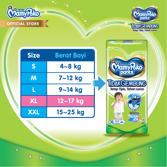 MamyPoko Pants X-tra Kering Slim Tidak Gembung - XL 40 - 3 Packs - Gambar 4