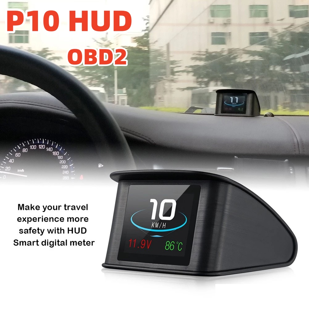 P10 Car HUD Head Up Display Smart Digital Speedometer LCD Display OBD 2 ...